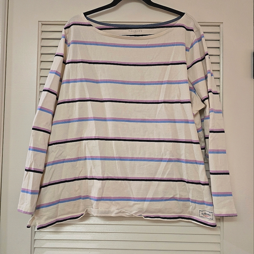 Talbots - (Plus-Size) Stripe 100% Cotton Long-Sleeve Top